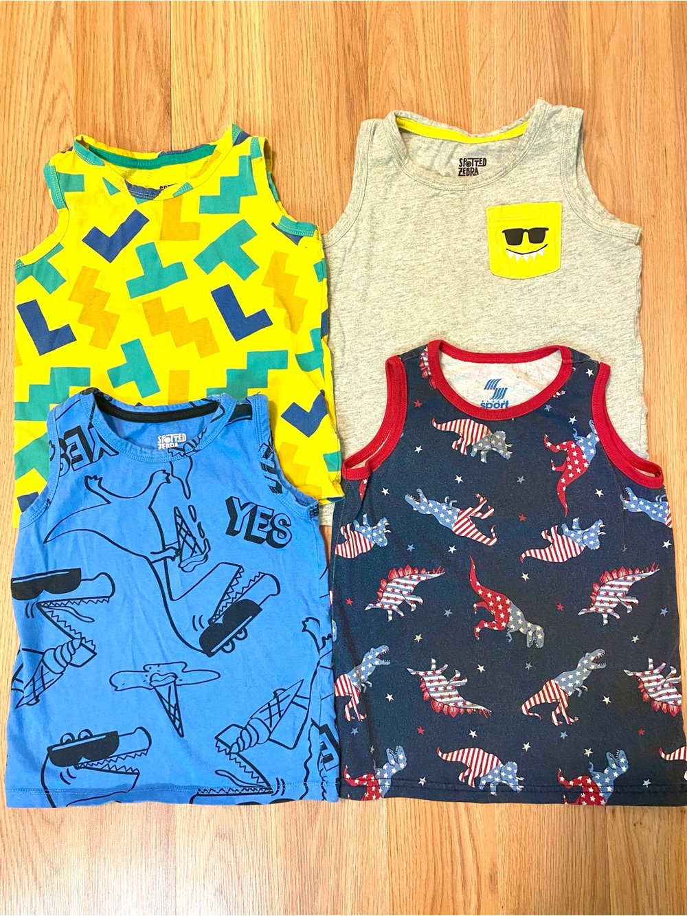 ⛱️4T BOYS TANK TOPS BUNDLE OF 4! SUMMER SHIRTS SLEEVELESS GRAPHIC TANKS July 4th